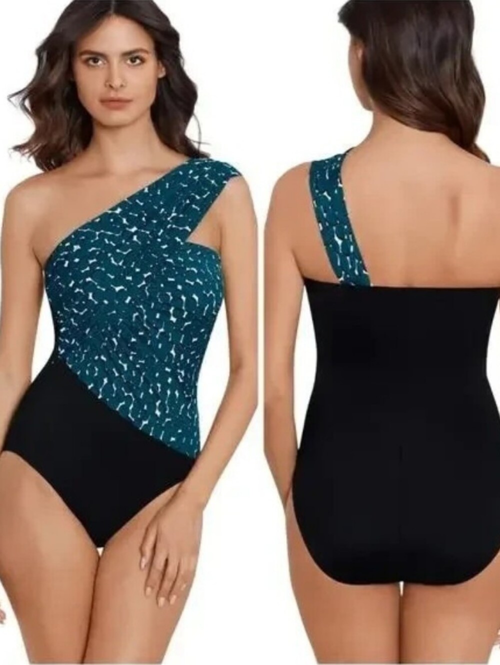 New Magic Suit Goddess Convertible One Piece Swim Suit Shadow Dot Teal Black 8